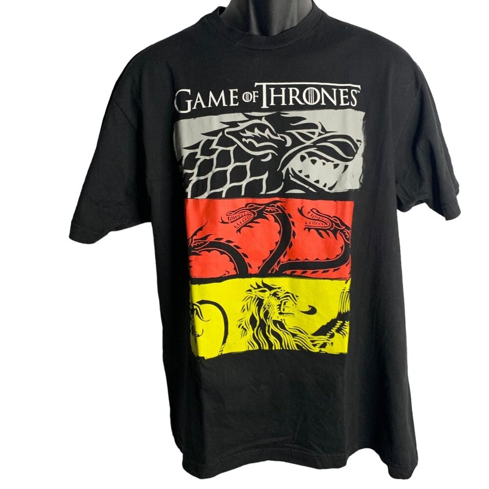 Game of Thrones 3 House Symbols T Shirt XL Black Graphic Short Sleeve Crewneck